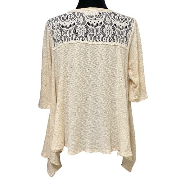 Everleigh Cream Lace Knit Top Small Boho Cottagecore Lagenlook Boxy Fit - Picture 4 of 8